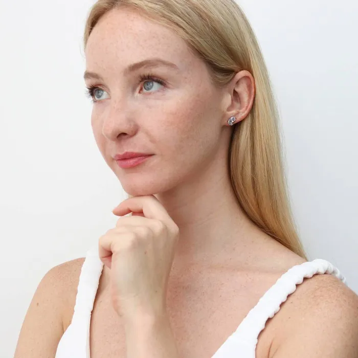 2Stone CZ Stud Earrings in Sterling Silver BERRICLE Earrings