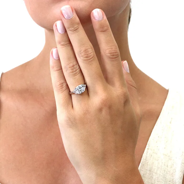 3Stone 3ct Cushion CZ Ring in Sterling Silver BERRICLE Rings