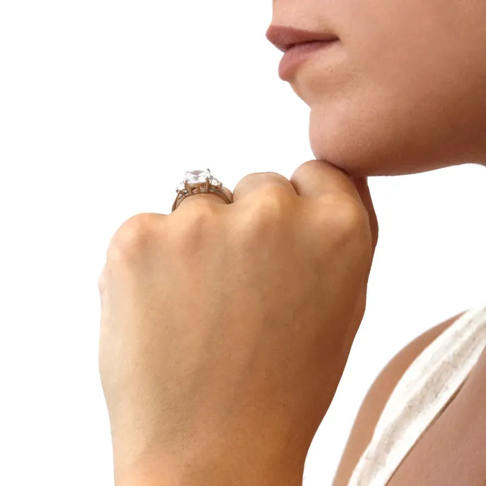 3Stone 3ct Cushion CZ Ring in Sterling Silver BERRICLE Rings