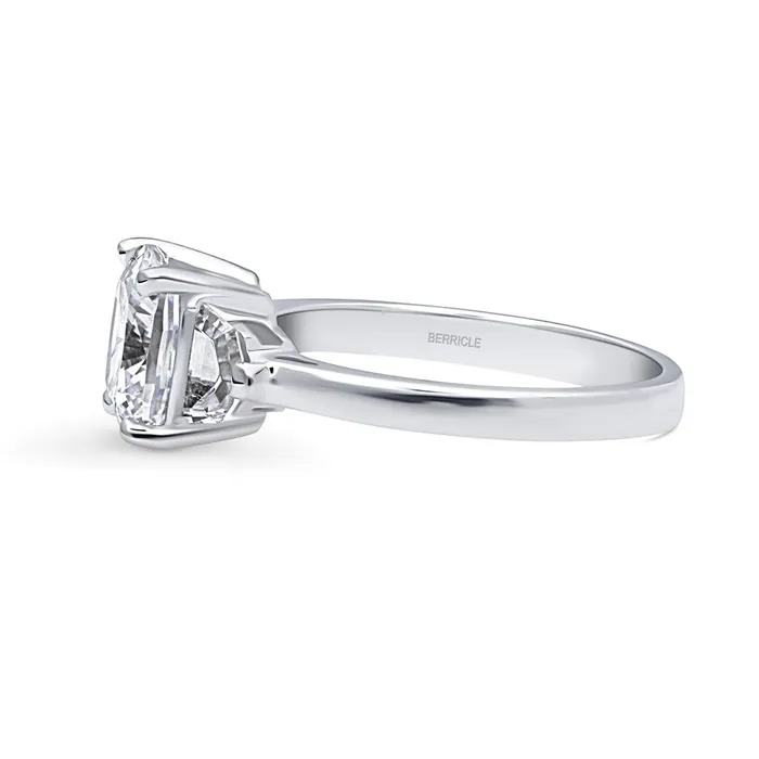 3Stone 3ct Cushion CZ Ring in Sterling Silver BERRICLE Rings