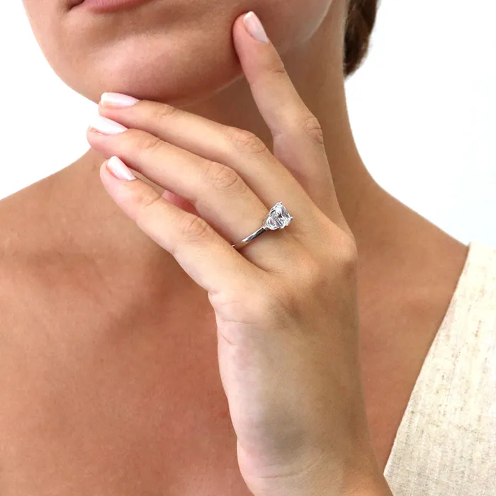 3Stone 3ct Cushion CZ Ring in Sterling Silver BERRICLE Rings