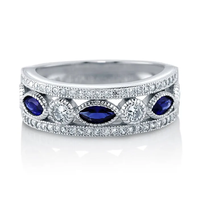 Art Deco Bezel CZ Eternity Ring in Sterling Silver BERRICLE Rings