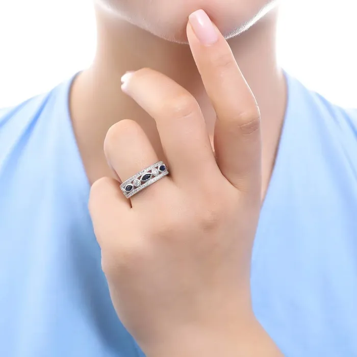Art Deco Bezel CZ Eternity Ring in Sterling Silver BERRICLE Rings
