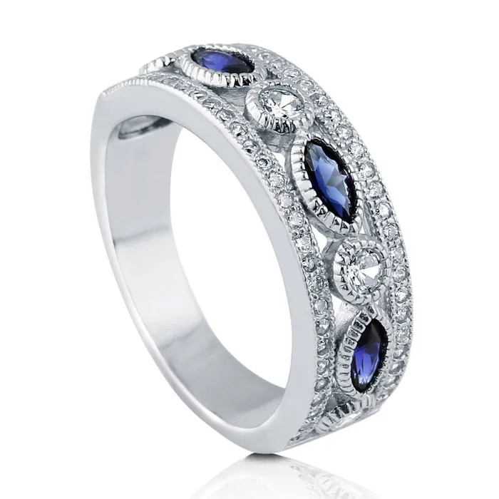 Art Deco Bezel CZ Eternity Ring in Sterling Silver BERRICLE Rings