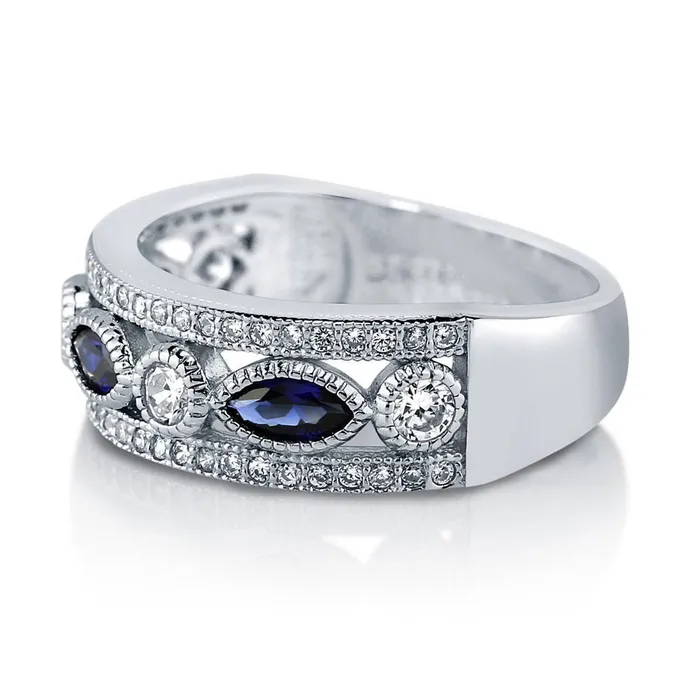 Art Deco Bezel CZ Eternity Ring in Sterling Silver BERRICLE Rings