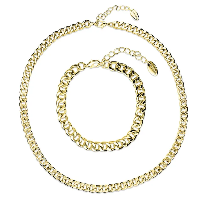 BERRICLE Curb Chain Bracelet and Necklace in GoldTone 2 Piece Necklaces