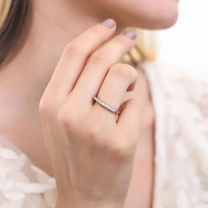 BERRICLE Rings 3Stone EastWest Emerald Cut CZ Ring Set in Sterling Silver