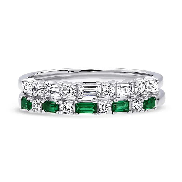 BERRICLE Rings Art Deco Baguette CZ Eternity Ring Set in Sterling Silver