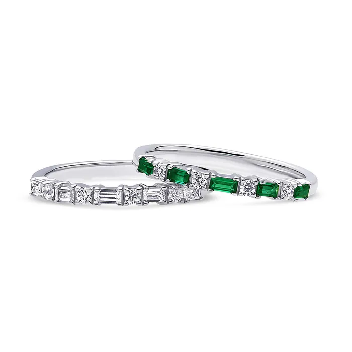 BERRICLE Rings Art Deco Baguette CZ Eternity Ring Set in Sterling Silver