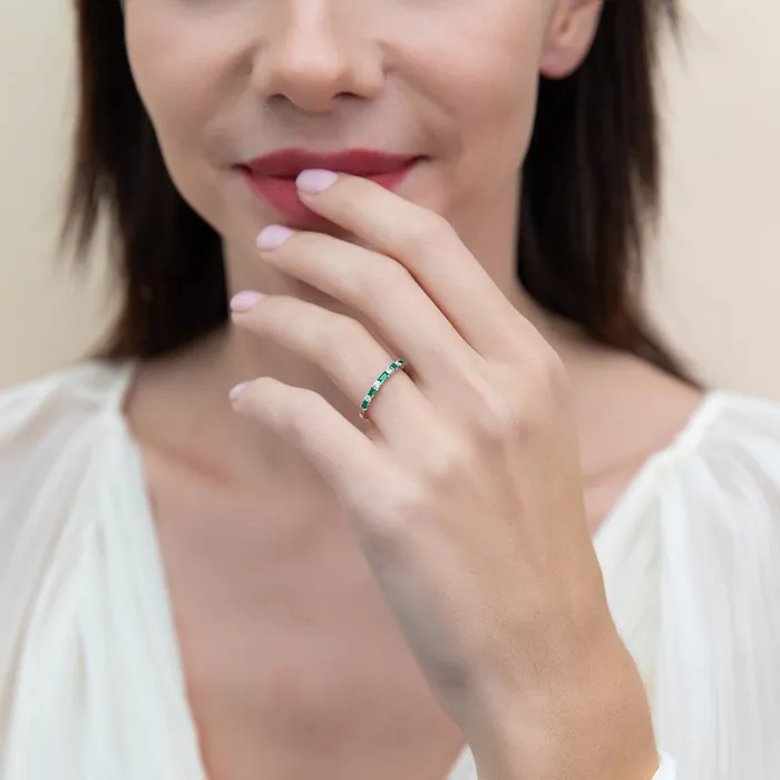BERRICLE Rings Art Deco Baguette CZ Eternity Ring Set in Sterling Silver