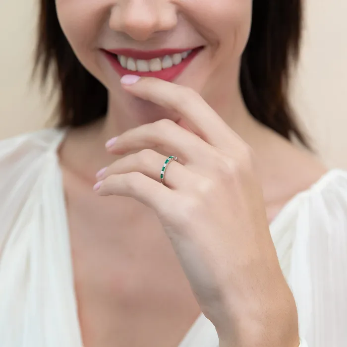 BERRICLE Rings Art Deco Baguette CZ Eternity Ring Set in Sterling Silver