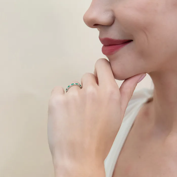BERRICLE Rings Art Deco Baguette CZ Eternity Ring Set in Sterling Silver