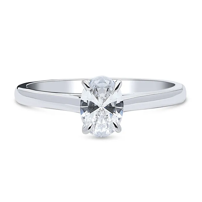 BERRICLE Rings Solitaire 07ct Oval CZ Ring in Sterling Silver
