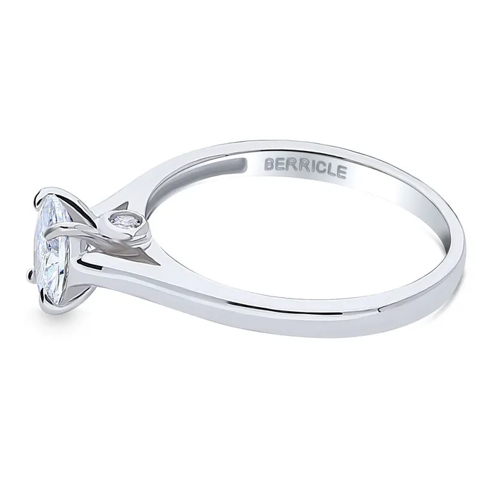 BERRICLE Rings Solitaire 07ct Oval CZ Ring in Sterling Silver