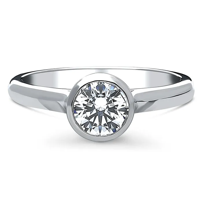 BERRICLE Rings Solitaire 08ct Bezel CZ Ring in Sterling Silver