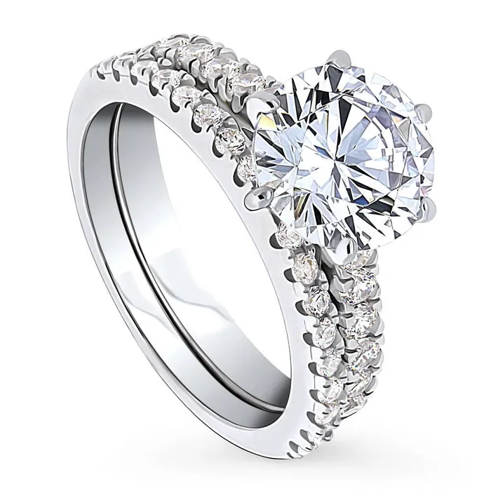 BERRICLE Rings Solitaire 27ct CZ Ring Set in Sterling Silver