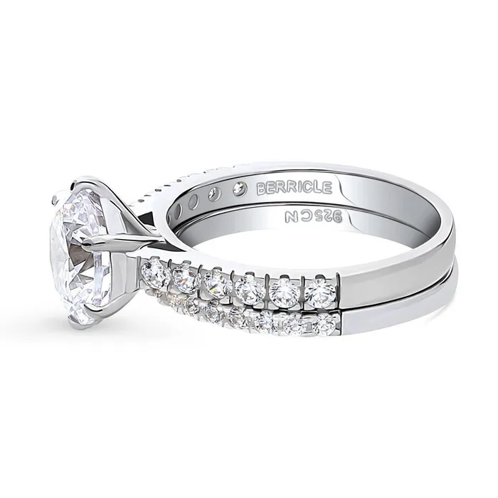 BERRICLE Rings Solitaire 27ct CZ Ring Set in Sterling Silver
