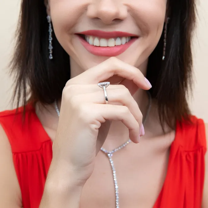 BERRICLE Rings Solitaire Wishbone 3ct Oval CZ Ring Set in Sterling Silver