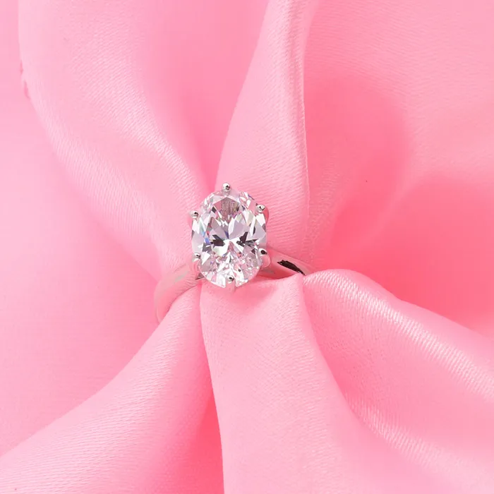 BERRICLE Rings Solitaire Wishbone 3ct Oval CZ Ring Set in Sterling Silver