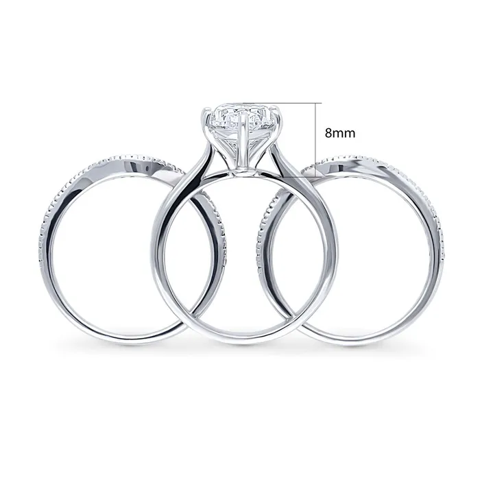 BERRICLE Rings Solitaire Wishbone 3ct Oval CZ Ring Set in Sterling Silver