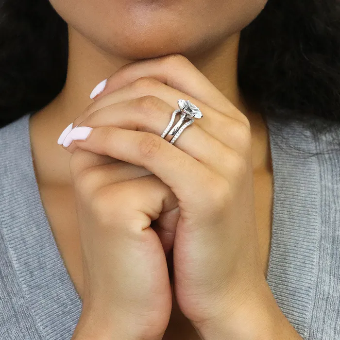 BERRICLE Rings Solitaire Wishbone 3ct Oval CZ Ring Set in Sterling Silver