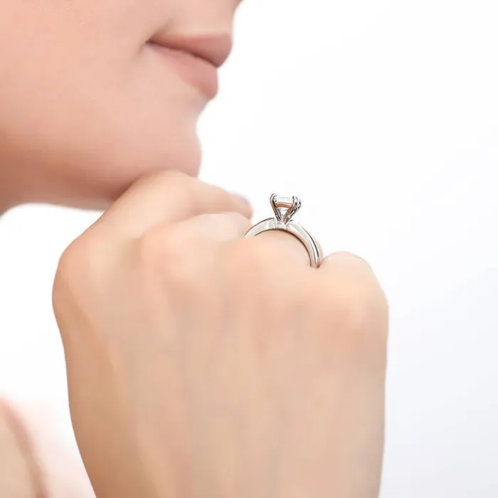 BERRICLE Rings Solitaire Woven 12ct Princess CZ Ring Set in Sterling Silver