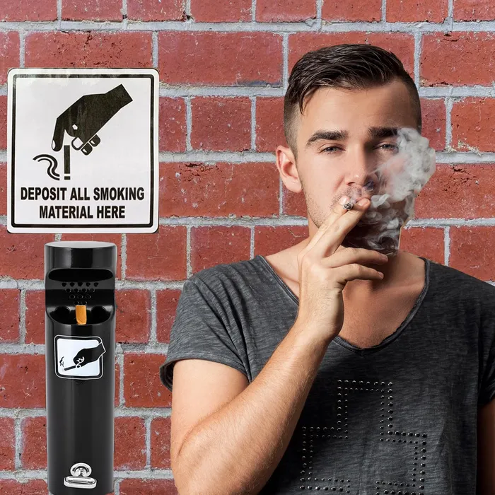 Bracelets Dropshipped via Social Commerce Network Wall Mounted Cigarette Butt Receptacle Stainless Steel Cylinder Wall Mounted Ashtray Black 2 pcs