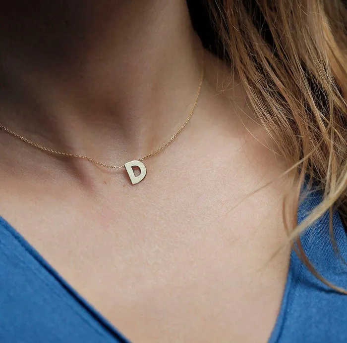 Capucinne Necklaces Solid 14K Gold Necklace With Custom Initial