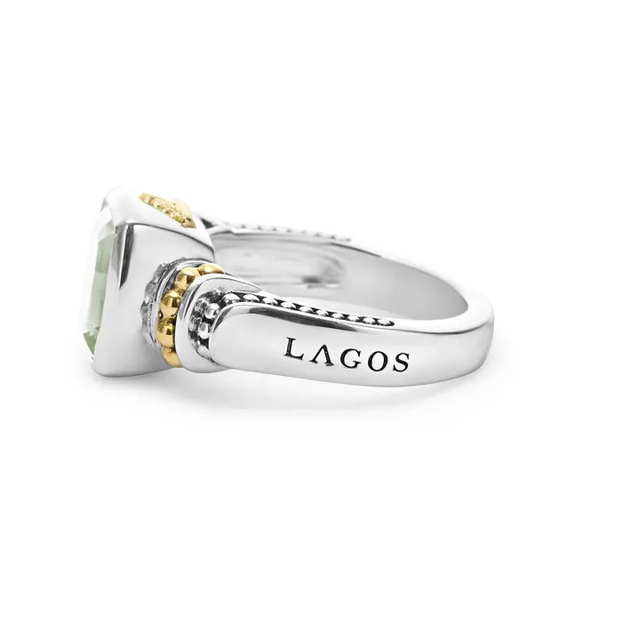 Caviar Color BezelSet Prasiolite Ring Lagos Rings