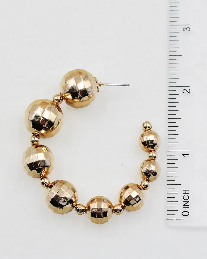 Earrings 06222023 Faceted Metal Ball Hoop Earrings Earrings 06222023 Faceted Metal Ball Hoop Earrings