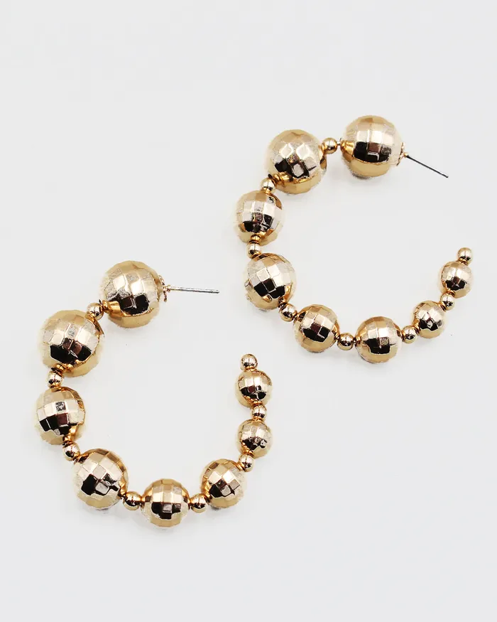 Earrings 06222023 Faceted Metal Ball Hoop Earrings Earrings 06222023 Faceted Metal Ball Hoop Earrings