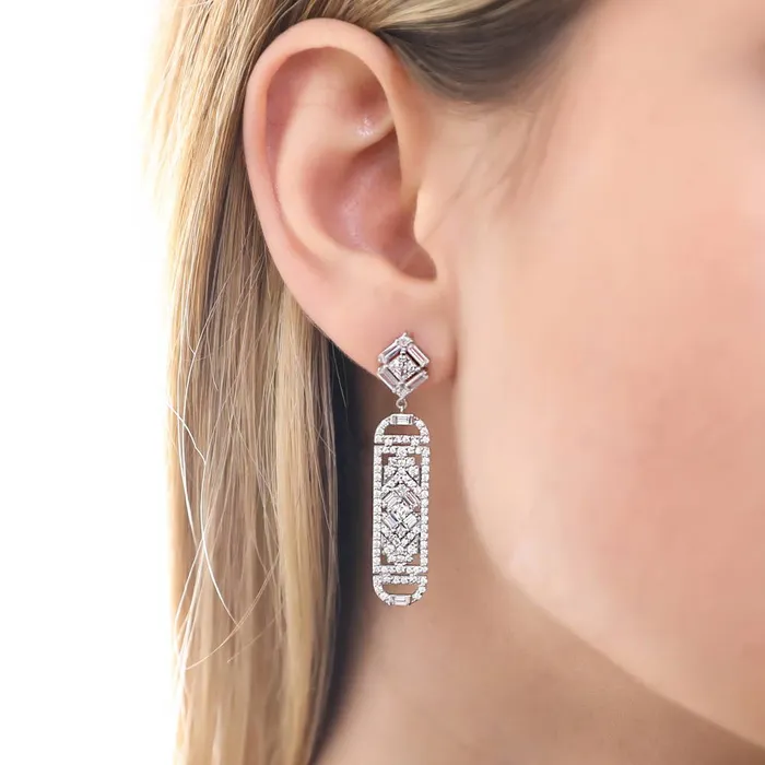 Earrings Bar Art Deco CZ Earrings in Sterling Silver BERRICLE