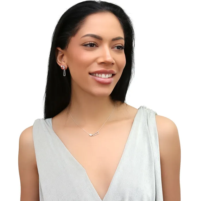 Earrings BERRICLE Cable Trapezoid CZ Set in Sterling Silver