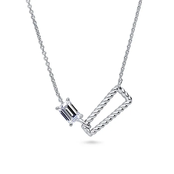 Earrings BERRICLE Cable Trapezoid CZ Set in Sterling Silver