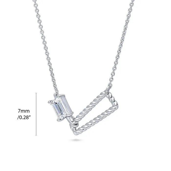 Earrings BERRICLE Cable Trapezoid CZ Set in Sterling Silver