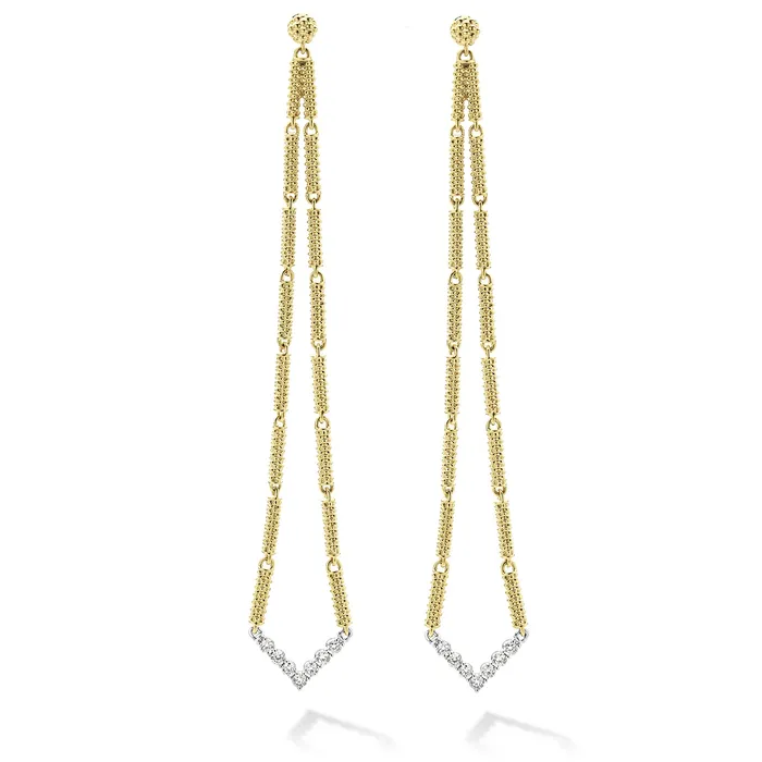 Earrings LAGOS Signature Caviar Extra Long Superfine Diamond Drop Earrings