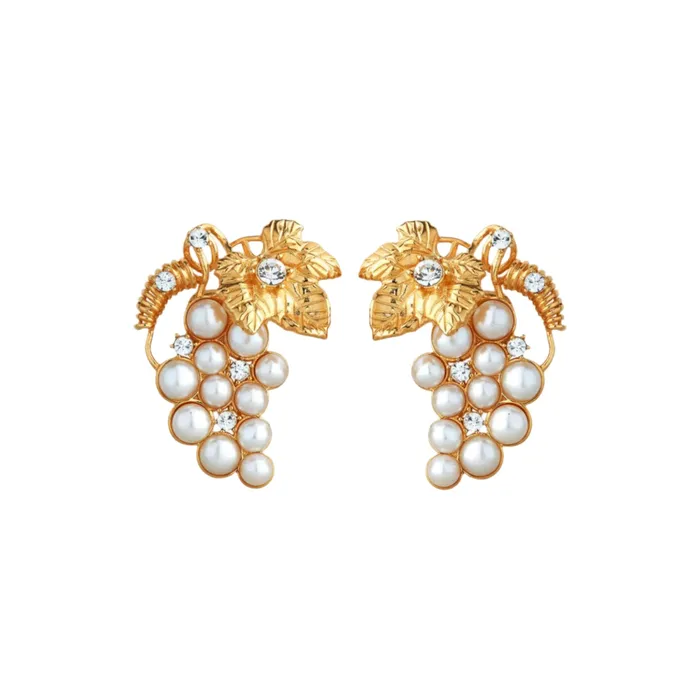 Earrings Les Nereides Bunch Of Grapes And Cultured Pearls ClipOn Earrings Les Nereides
