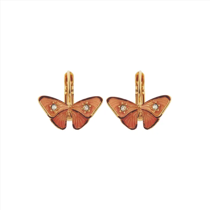 Earrings Les Nereides Les Nereides Enameled Butterfly and Stone Sleeper Earrings