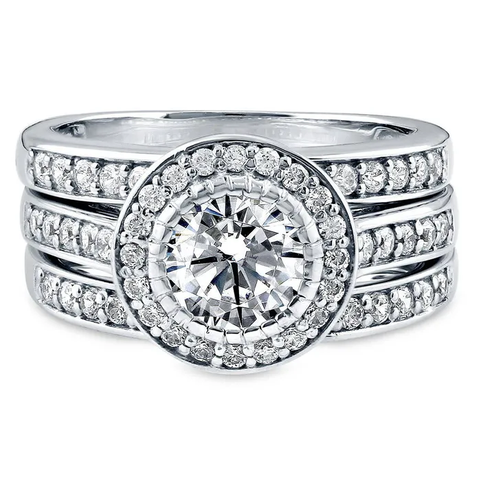 Halo CZ Ring Set in Sterling Silver BERRICLE Rings