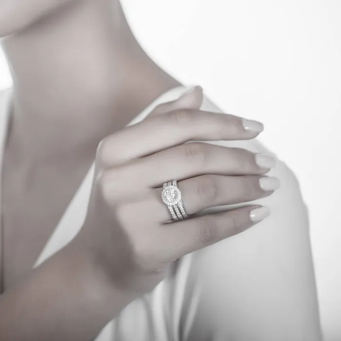 Halo CZ Ring Set in Sterling Silver BERRICLE Rings