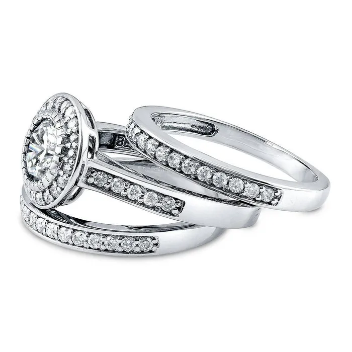 Halo CZ Ring Set in Sterling Silver BERRICLE Rings