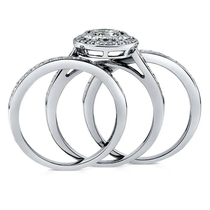 Halo CZ Ring Set in Sterling Silver BERRICLE Rings