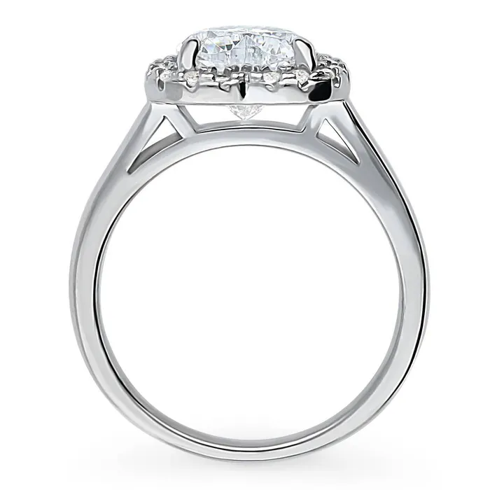 Halo Heart Heart CZ Ring in Sterling Silver BERRICLE Rings