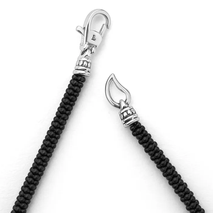 LAGOS Bracelets Black Caviar Three Silver Station Matte Ceramic Bracelet 3mm LAGOS Bracelets Black Caviar Three Silver Station Matte Ceramic Bracelet 3mm