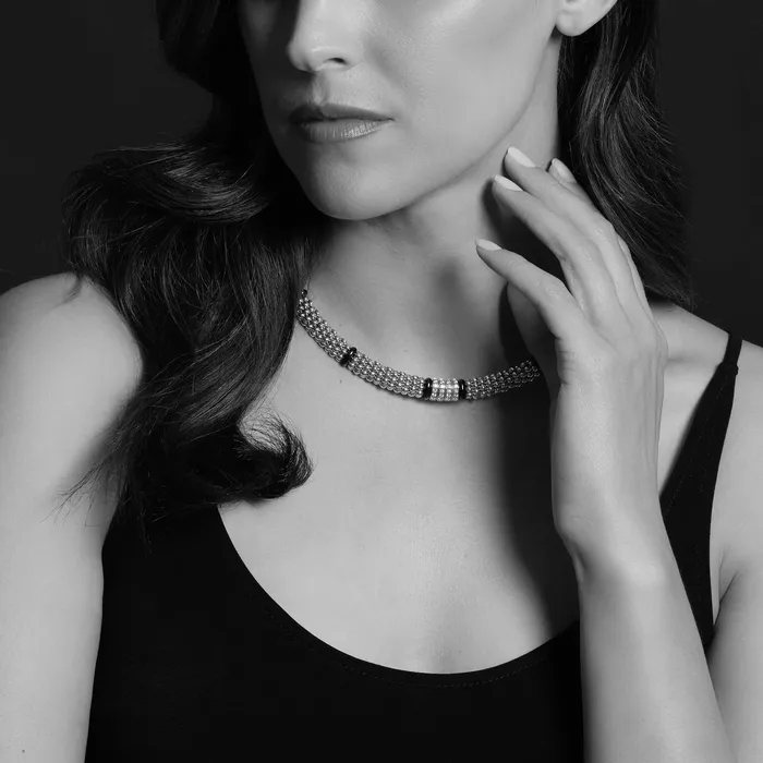 Lagos Necklaces Black Caviar Four Station Diamond Caviar Necklace Lagos Necklaces Black Caviar Four Station Diamond Caviar Necklace