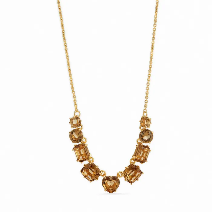 Les Nereides Necklaces Les Nereides Golden Brown Diamantine Fine 9 Stone Necklace