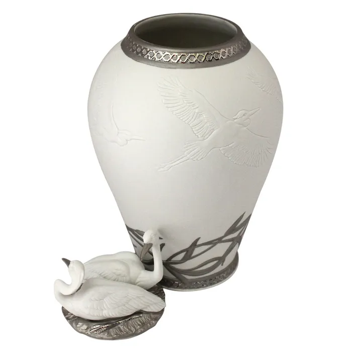 Lladro Rings Lladro Herons Realm Covered Vase Silver Lustre