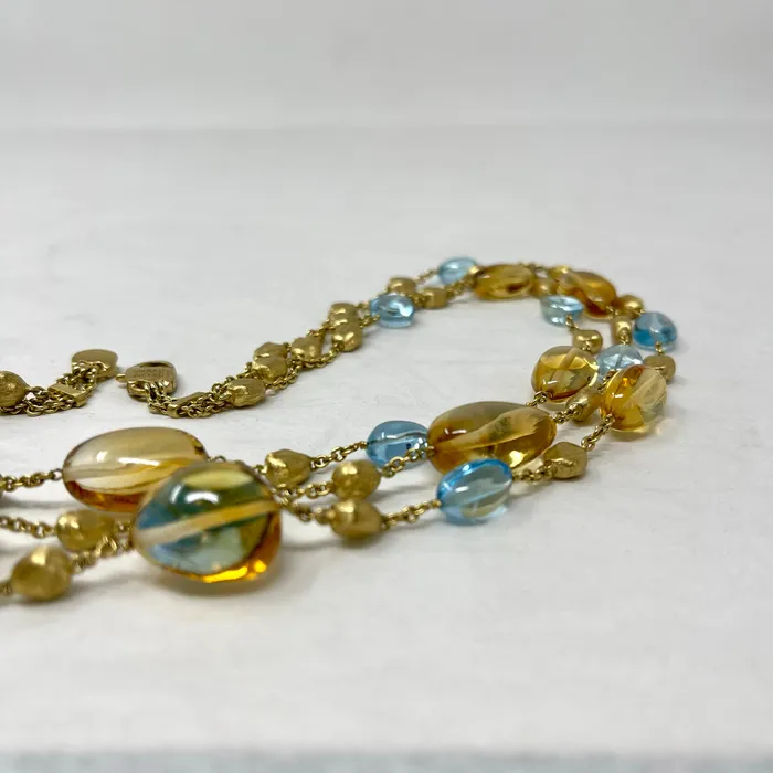 Marco Bicego Marco Bicego Triple Strand 18K Gold 24 Necklace with Citrine and Topaz Necklaces