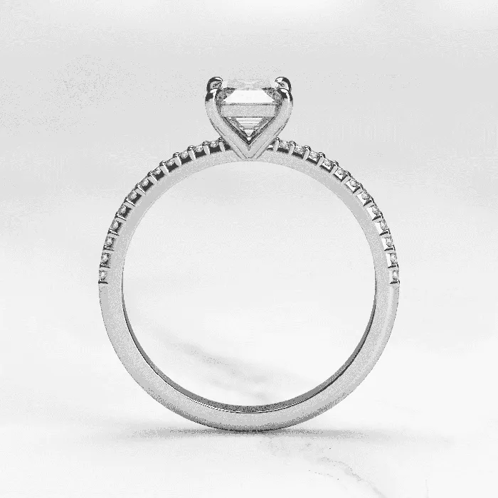 Moissanite Half Pave Tapered Moissanite Ring Capucinne Rings