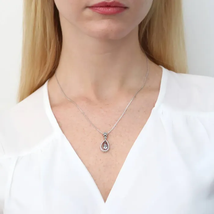 Necklaces BERRICLE Cable Teardrop CZ Necklace in Sterling Silver
